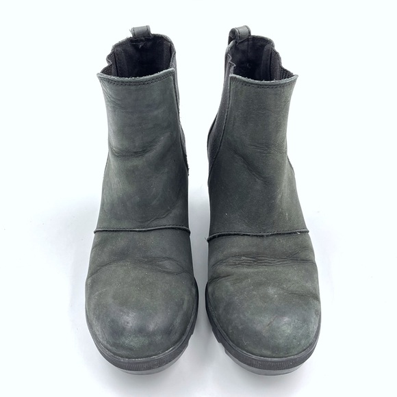 Sorel Lea Joan of Arctic Black Leather Wedge Ankle Booties Boots Size 7.5 - Picture 2 of 8